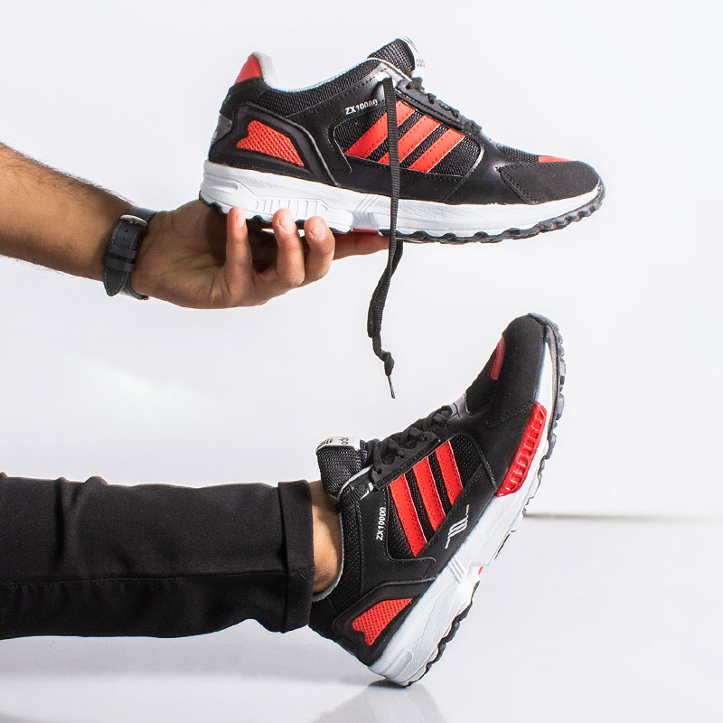 کفش مردانه Adidas مدل Zx (مشکی قرمز) - فروشگاه اینترنتی تی شین