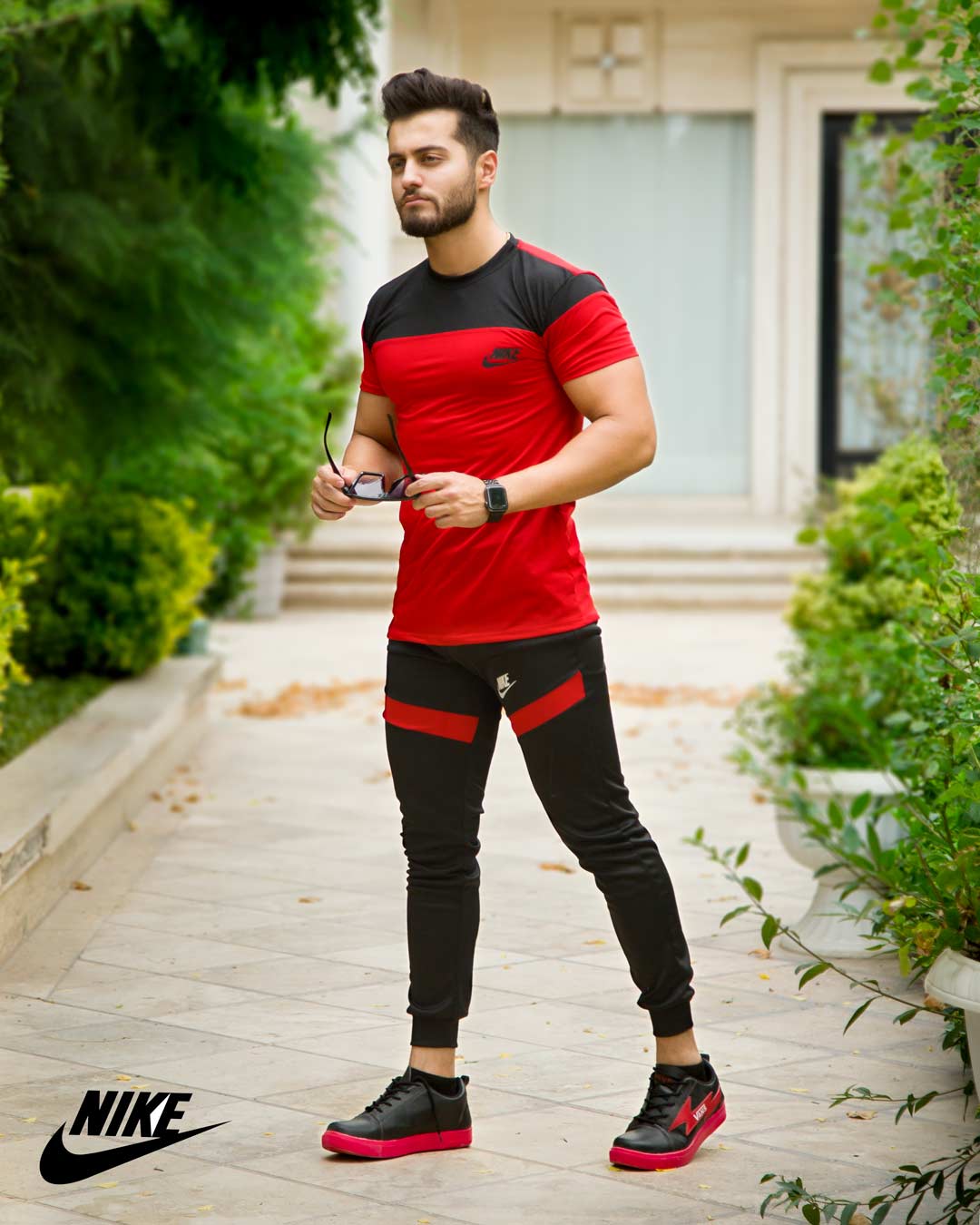 ست تیشرت شلوار مردانه Nike مدل Macan (قرمزمشکی) - فروشگاه اینترنتی تی شین